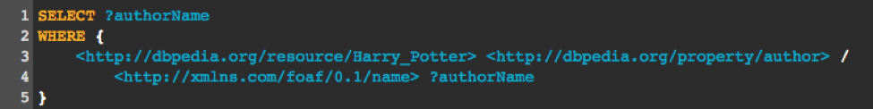 Figure 2 - SPARQL query to get the Harry Potter books' author's name from a local application.